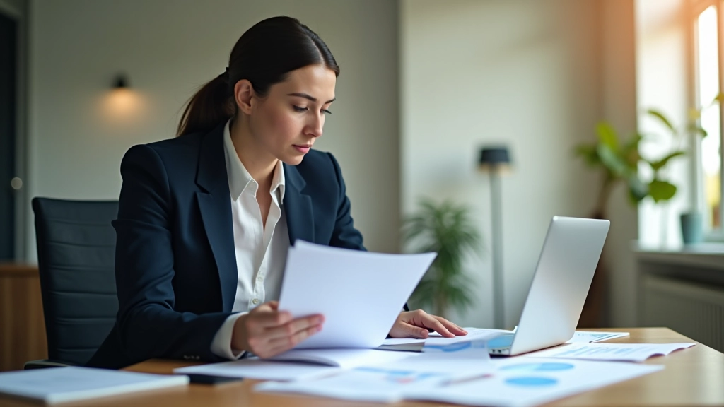 Consultant financier analysant des rapports et données de gestion