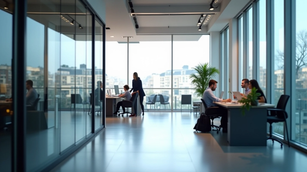 Environnement de travail professionnel avec équipe en collaboration financière